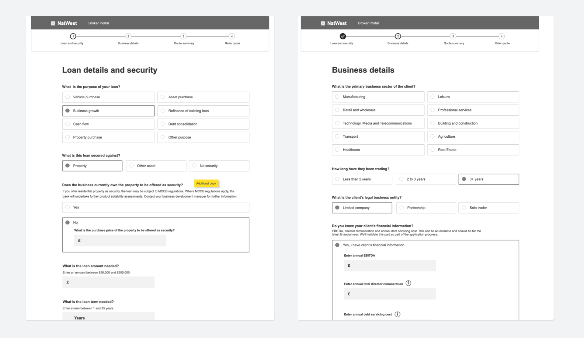 Broker wireframes