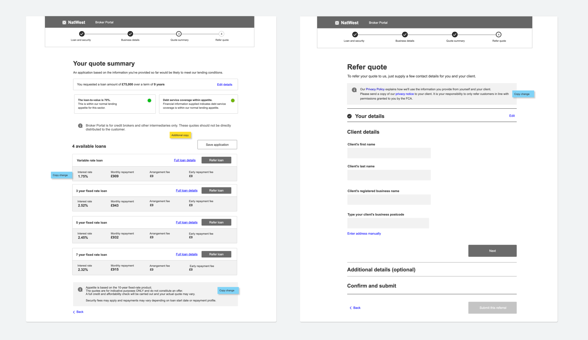 Broker wireframes