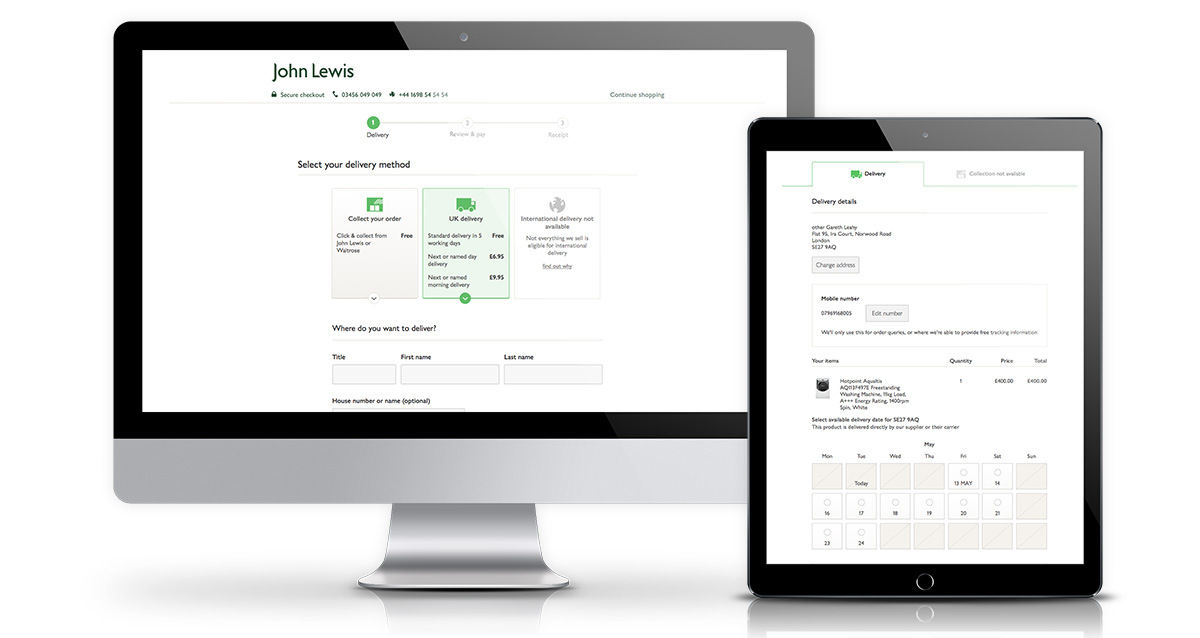 John Lewis checkout screengrab